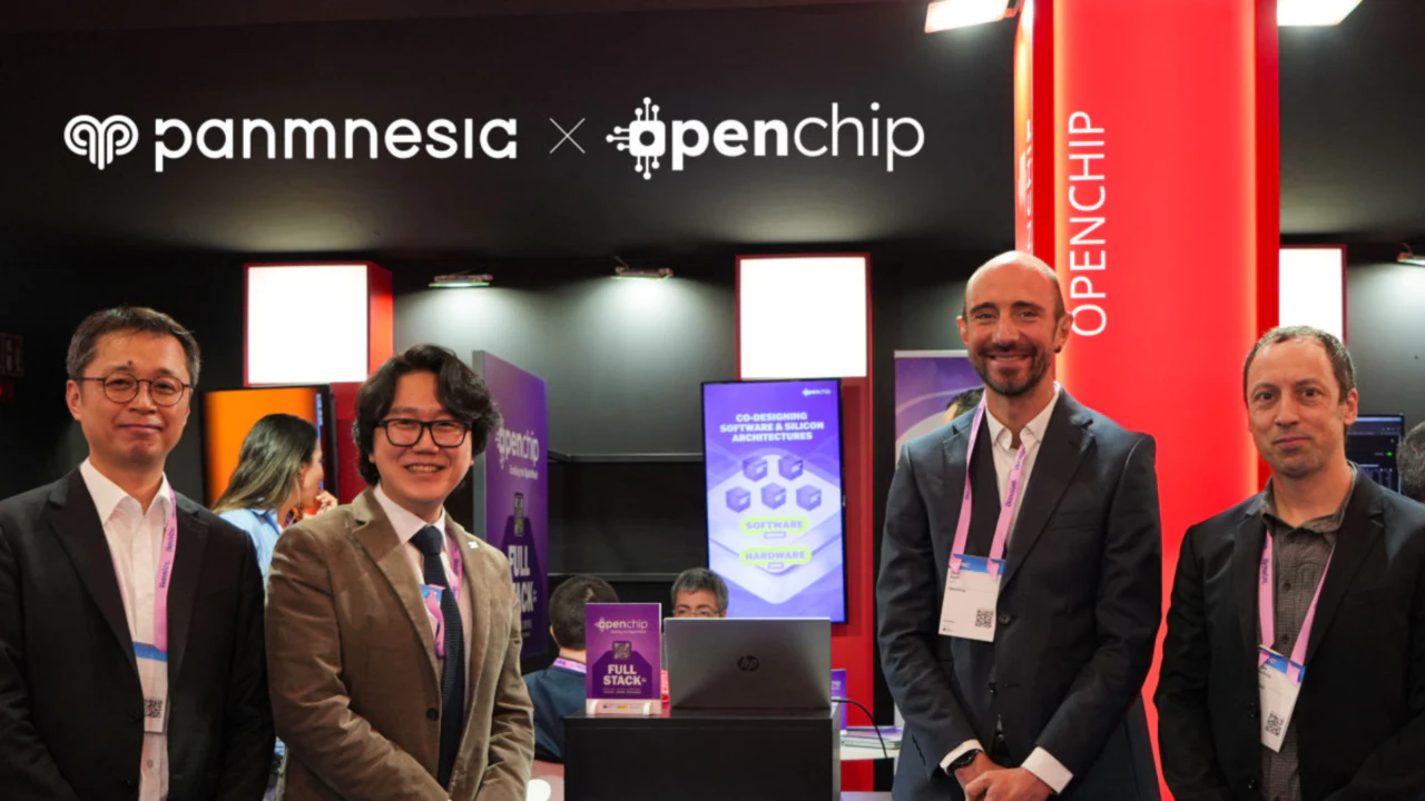 From left to right: Yongjin Cho, Chief Product Officer of Panmnesia; Myoungsoo Jung, Chief Executive Officer of Panmnesia; Cesc Guim, Chief Executive Officer of Openchip; and Gaspar Mora, Chief Technology Officer of Openchip.